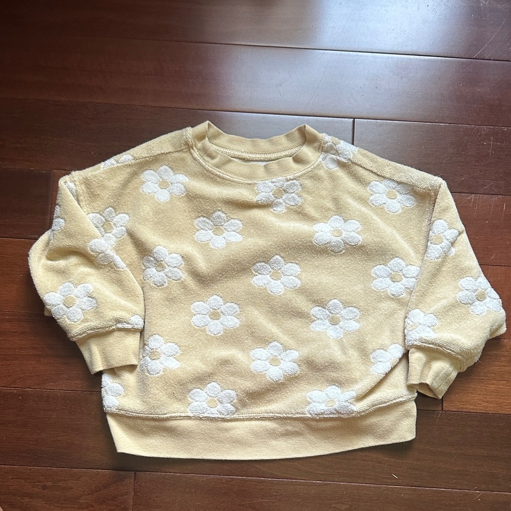 Rylee + Cru Soft Yellow Daisy Terry Sweatshirt